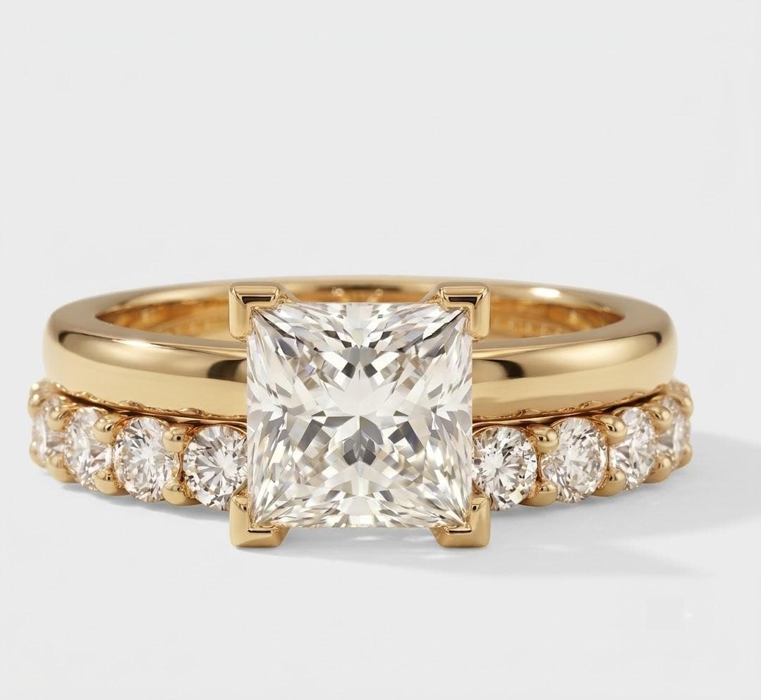 Anillo princess con banda de pavé, oro amarillo